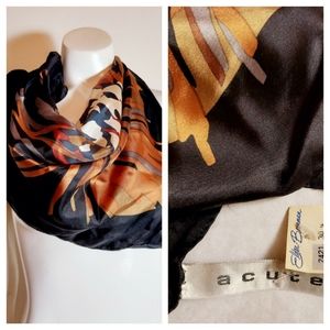 Vintage Acute Elder Berman silk scarf NEW fall Hand Rolled